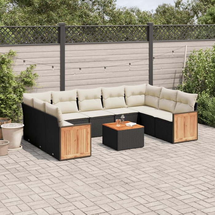 Set canapele de grădină cu perne, 10 piese, negru, poliratan - WALTI WALTI