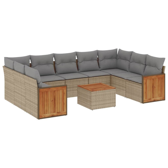 Set canapele de grădină cu perne, 10 piese, bej, poliratan WALTI