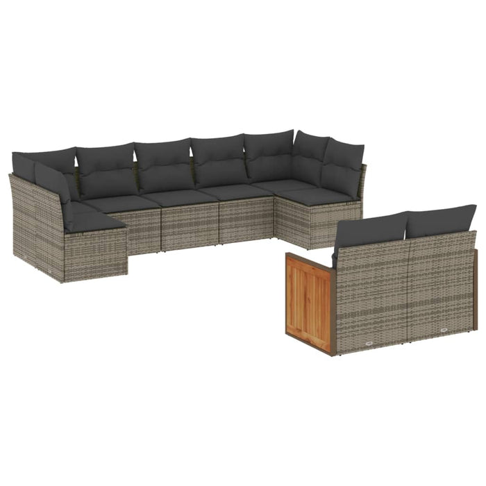 Set canapele de grădină, 9 piese, cu perne, gri, poliratan - WALTI WALTI