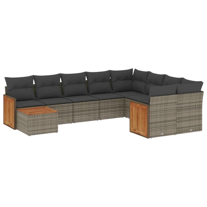 Set mobilier de grădină cu perne, 10 piese, gri, poliratan - WALTI WALTI