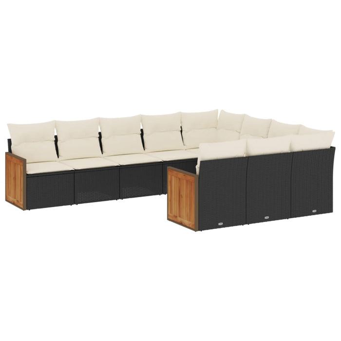 Set canapele de grădină cu perne, 10 piese, negru, poliratan - WALTI WALTI