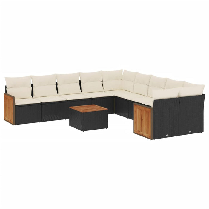 Set canapele de grădină cu perne, 11 piese, negru, poliratan - WALTI WALTI