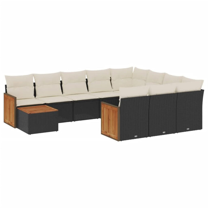 Set canapele de grădină cu perne, 11 piese, negru, poliratan - WALTI WALTI