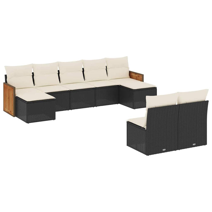 Set mobilier de grădină cu perne, 9 piese, negru, poliratan - WALTI WALTI