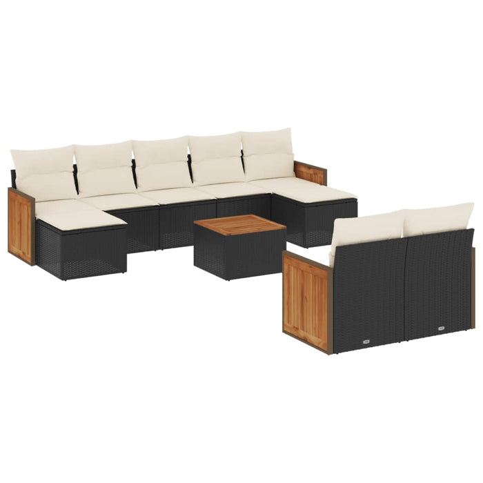 Set canapele de grădină cu perne, 10 piese, negru, poliratan - WALTI WALTI