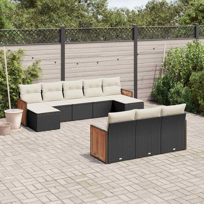 Set canapele de grădină cu perne, 10 piese, negru, poliratan - WALTI WALTI