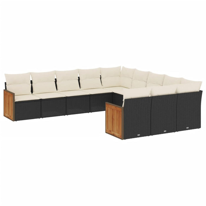 Set canapele de grădină cu perne, 11 piese, negru, poliratan - WALTI WALTI