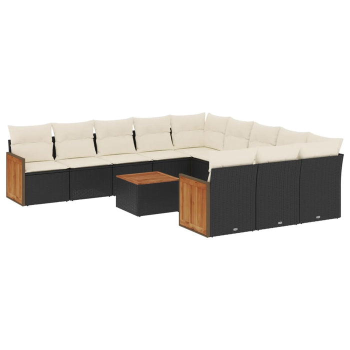 Set canapele de grădină, 12 piese, cu perne, negru, poliratan - WALTI WALTI