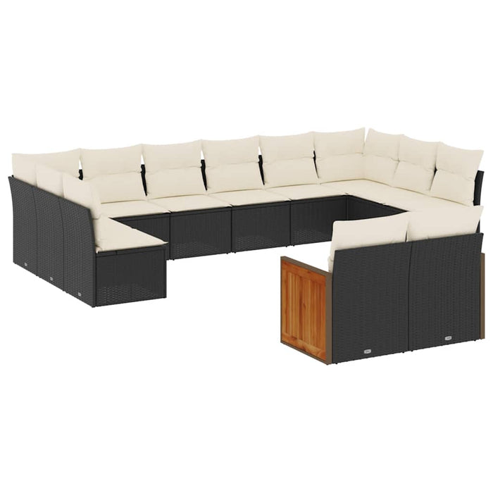 Set canapele de grădină, 12 piese, cu perne, negru, poliratan WALTI