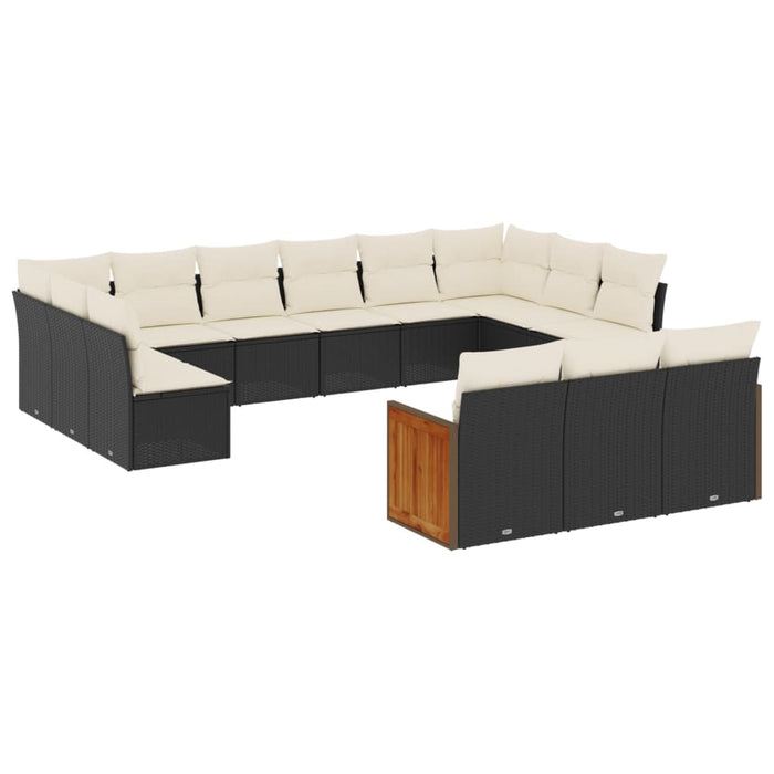 Set mobilier de grădină cu perne, 13 piese, negru, poliratan - WALTI WALTI
