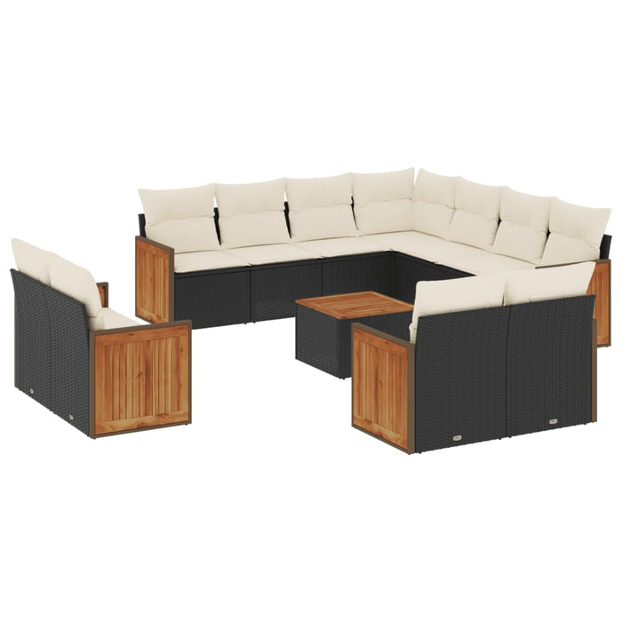 Set canapele de grădină, 12 piese, cu perne, negru, poliratan - WALTI WALTI