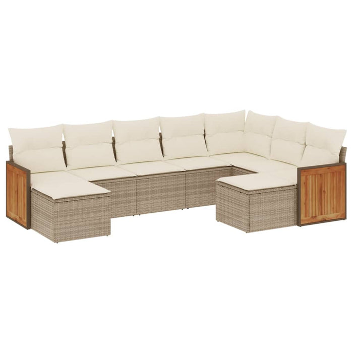 Set canapele de grădină, 9 piese, cu perne, bej, poliratan - WALTI WALTI