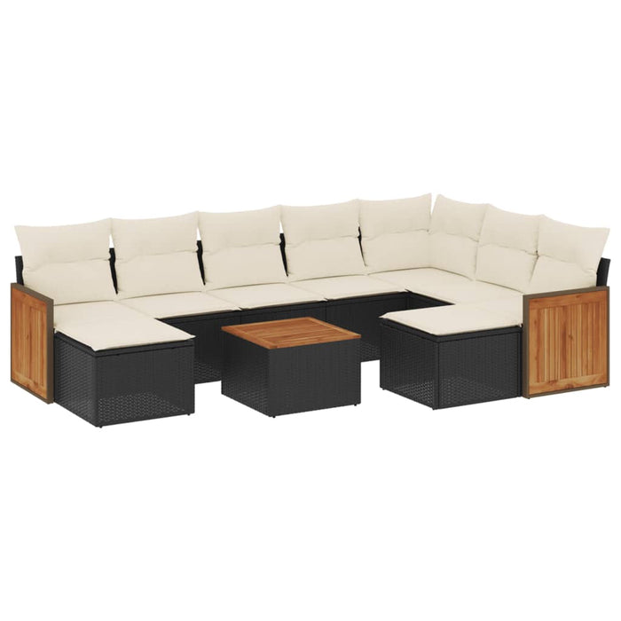 Set canapele de grădină cu perne, 10 piese, negru, poliratan - WALTI WALTI