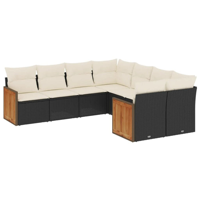 Set mobilier de grădină cu perne, 8 piese, negru, poliratan - WALTI WALTI