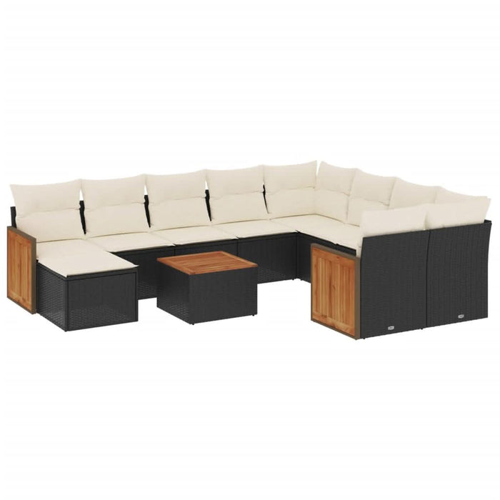 Set canapele de grădină cu perne, 11 piese, negru, poliratan - WALTI WALTI