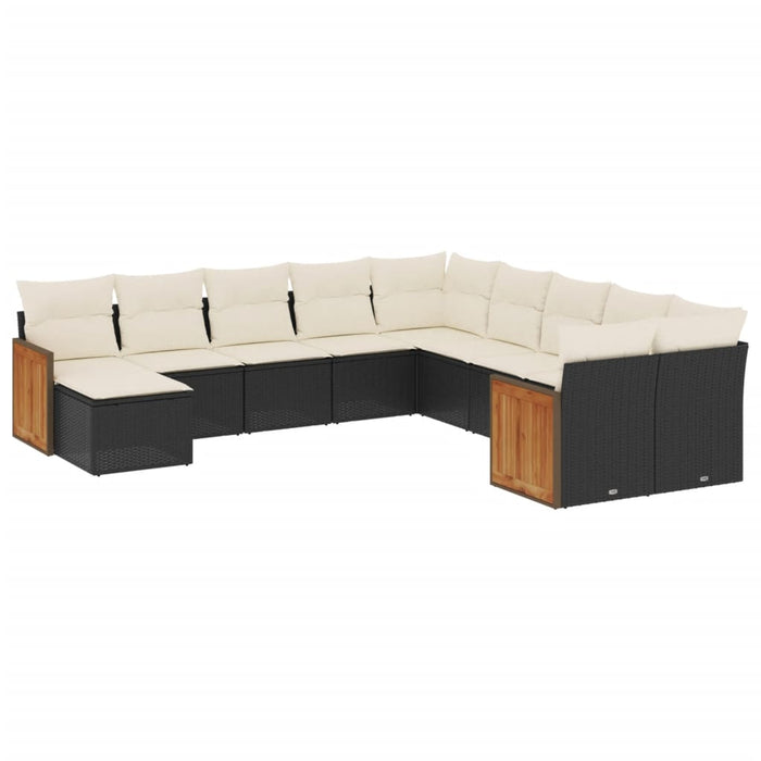 Set canapele de grădină cu perne, 11 piese, negru, poliratan - WALTI WALTI