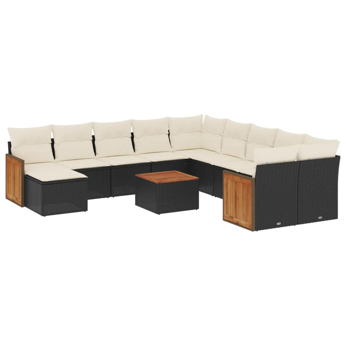 Set canapele de grădină, 12 piese, cu perne, negru, poliratan - WALTI WALTI