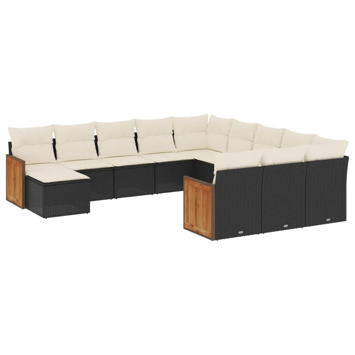 Set canapele de grădină, 12 piese, cu perne, negru, poliratan - WALTI WALTI
