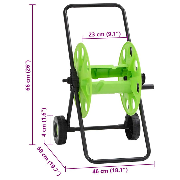 Cărucior cu tambur, verde, pentru furtun de 60 m 1/2", oțel WALTI
