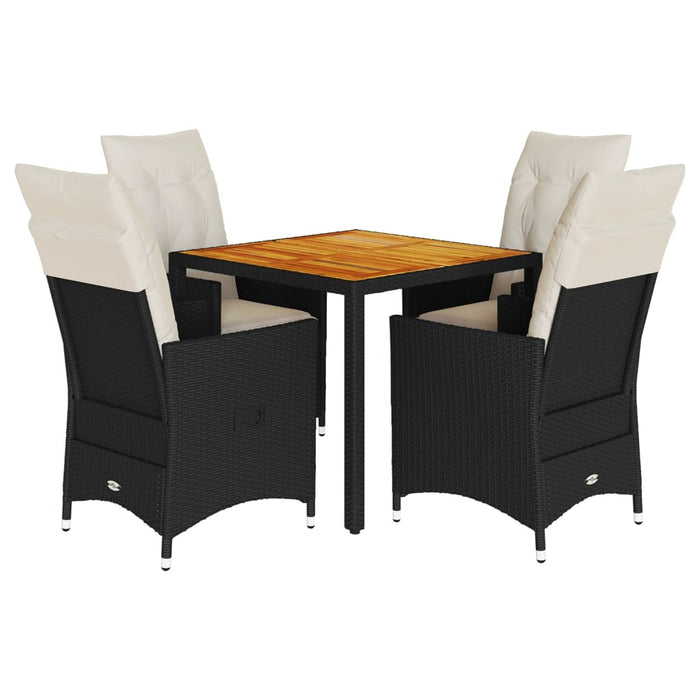 Set mobilier de grădină cu perne, 5 piese, negru, poliratan - WALTI WALTI