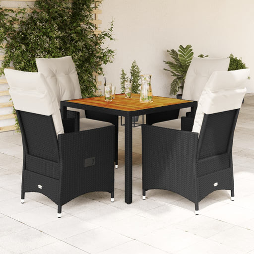 Set mobilier de grădină cu perne, 5 piese, negru, poliratan - WALTI WALTI
