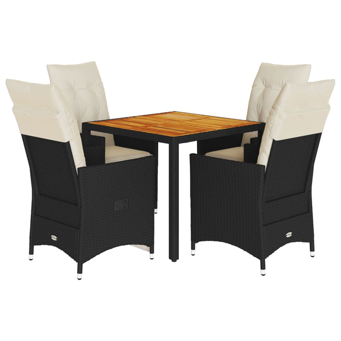 Set mobilier de grădină cu perne, 5 piese, negru, poliratan - WALTI WALTI