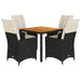 Set mobilier de grădină cu perne, 5 piese, negru, poliratan - WALTI WALTI