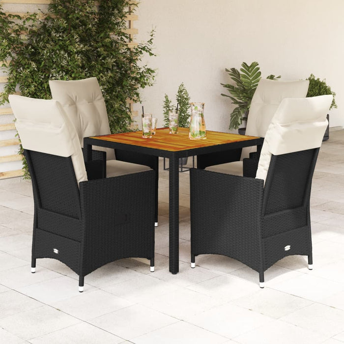 Set mobilier de grădină cu perne, 5 piese, negru, poliratan - WALTI WALTI