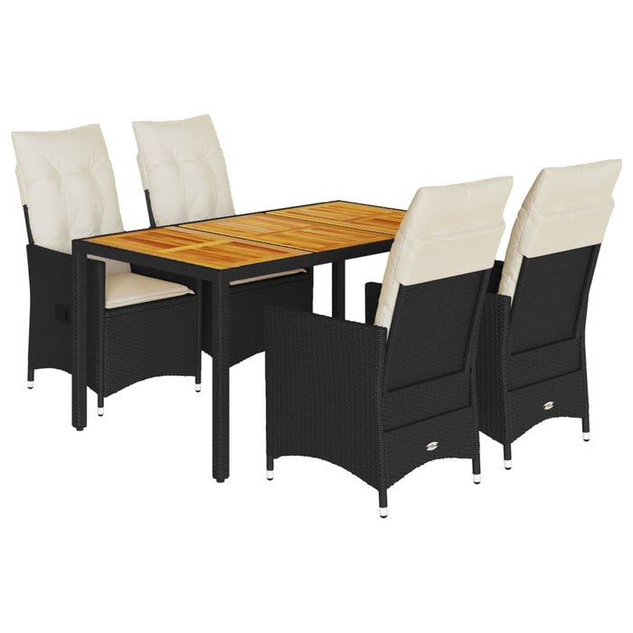 Set mobilier de grădină cu perne, 5 piese, negru, poliratan - WALTI WALTI