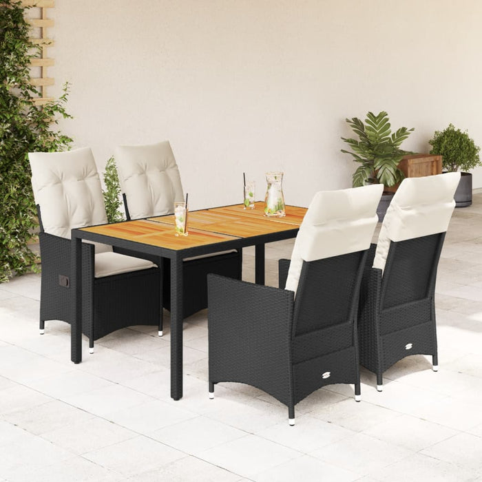 Set mobilier de grădină cu perne, 5 piese, negru, poliratan - WALTI WALTI
