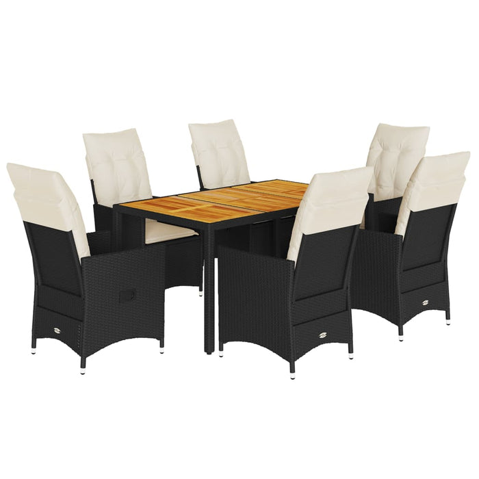 Set mobilier de grădină cu perne, 7 piese, negru, poliratan - WALTI WALTI