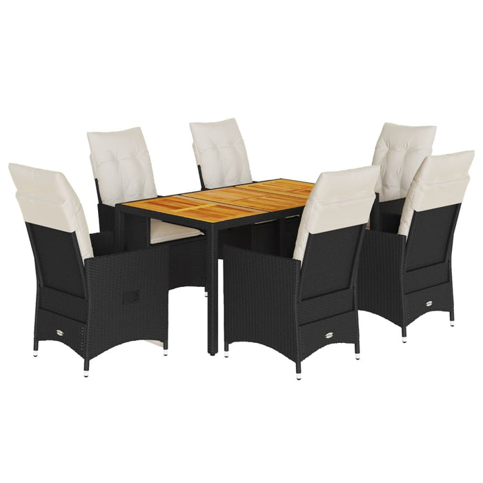 Set mobilier de grădină cu perne, 7 piese, negru, poliratan - WALTI WALTI