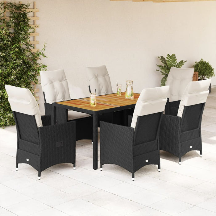 Set mobilier de grădină cu perne, 7 piese, negru, poliratan - WALTI WALTI