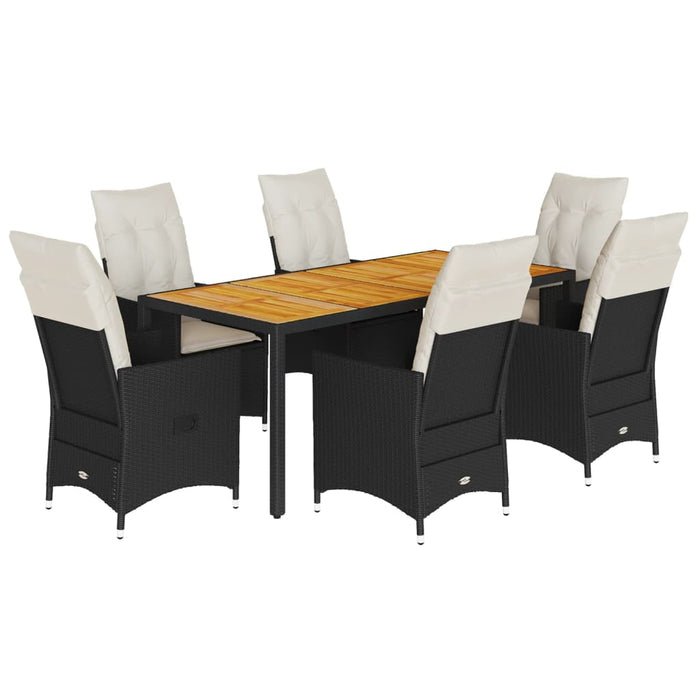 Set mobilier de grădină cu perne, 7 piese, negru, poliratan - WALTI WALTI