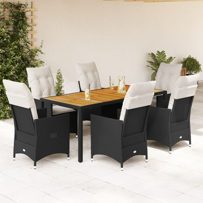 Set mobilier de grădină cu perne, 7 piese, negru, poliratan - WALTI WALTI