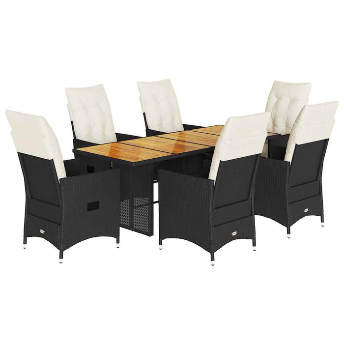 Set mobilier de grădină cu perne, 7 piese, negru, poliratan - WALTI WALTI