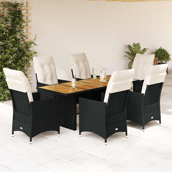 Set mobilier de grădină cu perne, 7 piese, negru, poliratan - WALTI WALTI