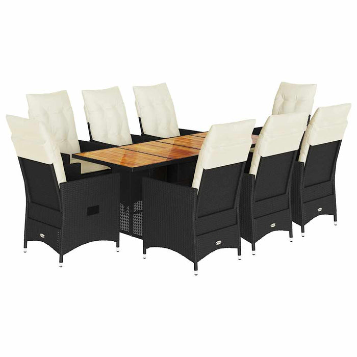 Set mobilier de grădină cu perne, 9 piese, negru, poliratan - WALTI WALTI