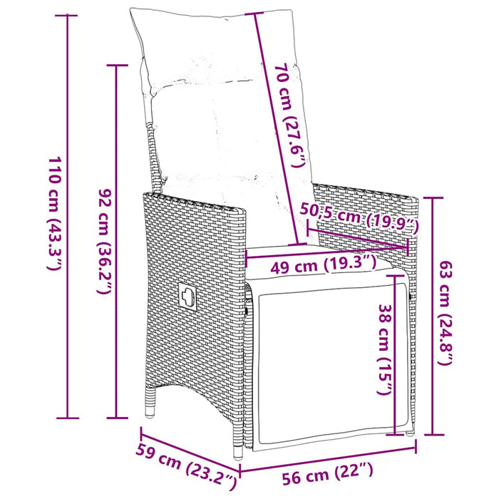 Set mobilier de grădină cu perne, 9 piese, negru, poliratan - WALTI WALTI