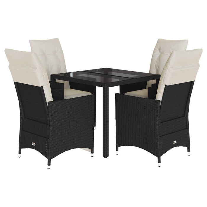 Set mobilier de grădină cu perne, 5 piese, negru, poliratan - WALTI WALTI