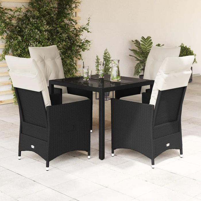 Set mobilier de grădină cu perne, 5 piese, negru, poliratan - WALTI WALTI
