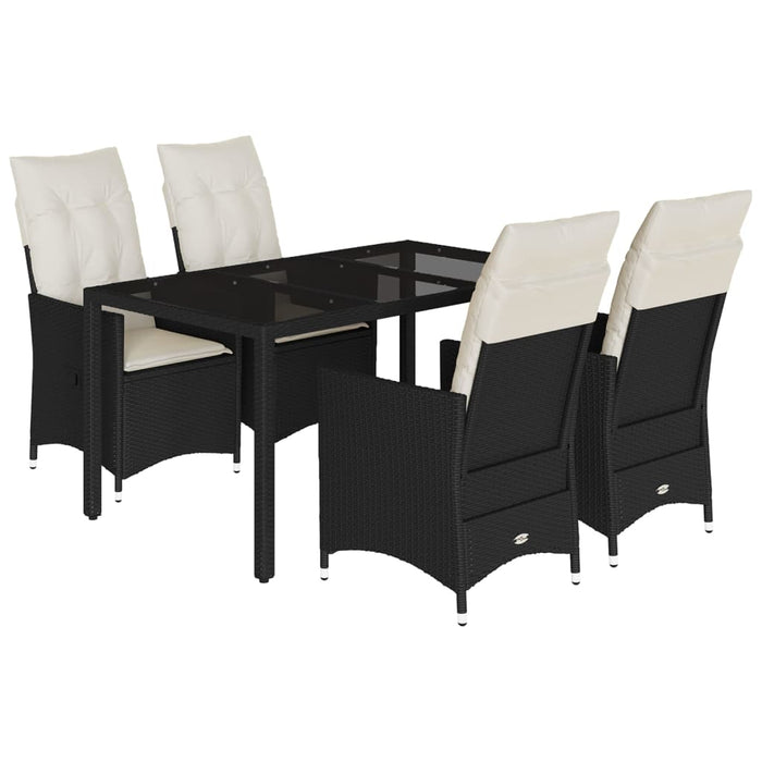 Set mobilier de grădină cu perne, 5 piese, negru, poliratan WALTI