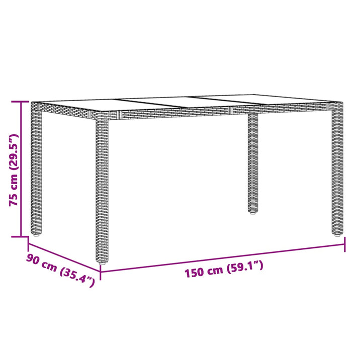 Set mobilier de grădină cu perne, 7 piese, negru, poliratan WALTI