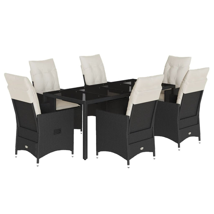 Set mobilier de grădină cu perne, 7 piese, negru, poliratan - WALTI WALTI