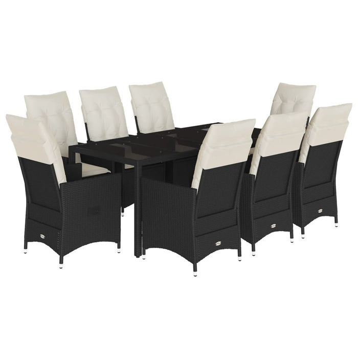 Set mobilier de grădină cu perne, 9 piese, negru, poliratan - WALTI WALTI