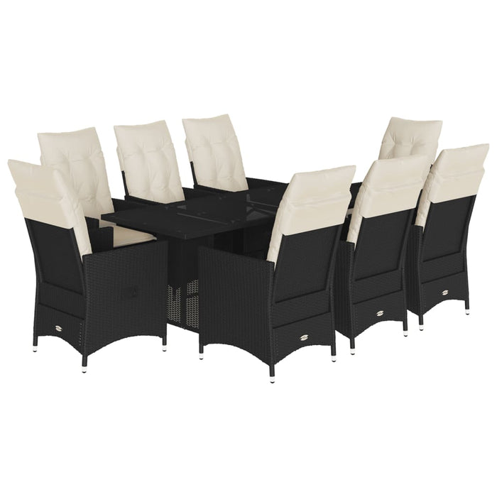 Set mobilier de grădină cu perne, 9 piese, negru, poliratan - WALTI WALTI