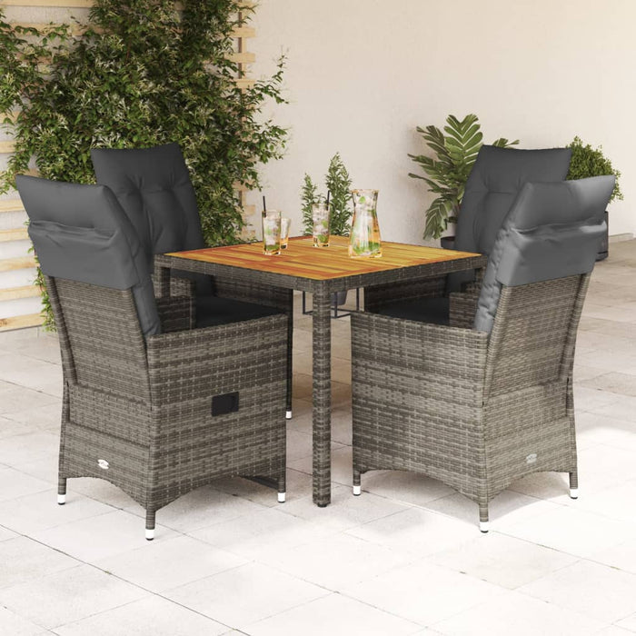 Set mobilier de grădină cu perne, 5 piese, gri, poliratan - WALTI WALTI