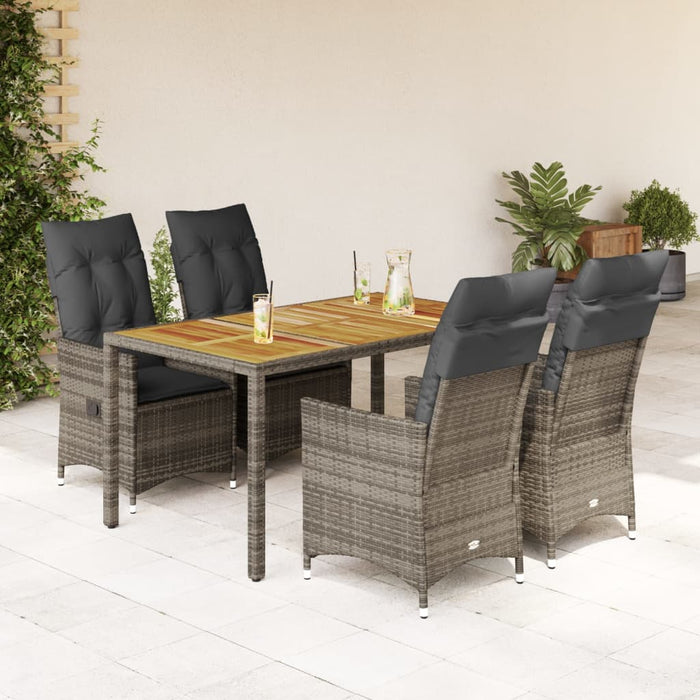 Set mobilier de grădină cu perne, 5 piese, gri, poliratan - WALTI WALTI
