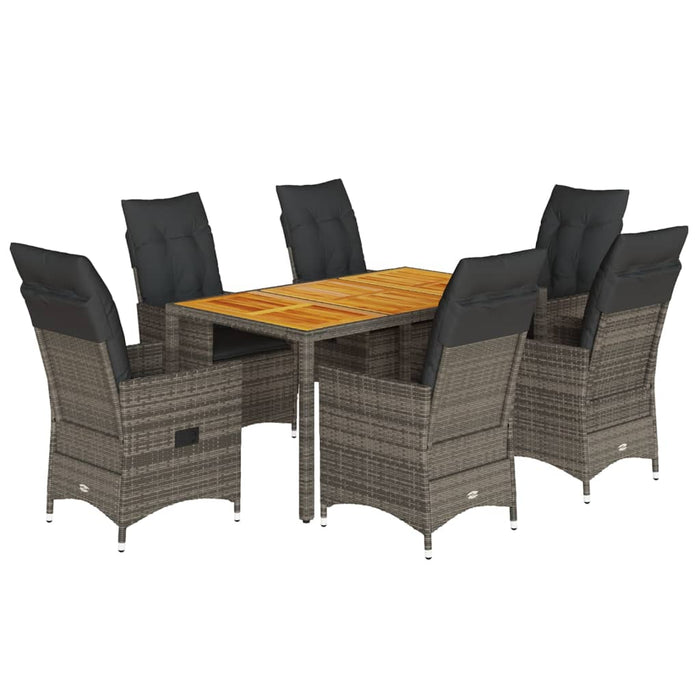 Set mobilier de grădină cu perne, 7 piese, gri, poliratan WALTI