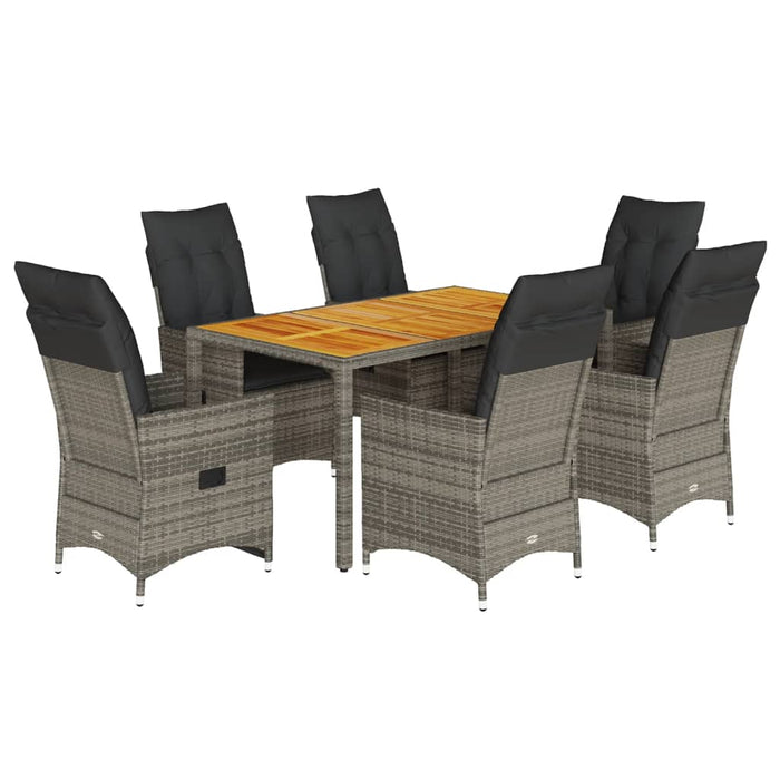 Set mobilier de grădină cu perne, 7 piese, gri, poliratan - WALTI WALTI